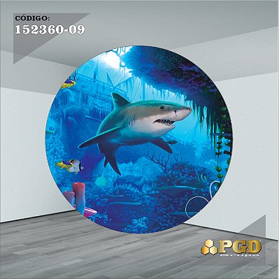 PAINEL REDONDO 1,5 x 1,5 MT -  tema - Fundo do Mar Modelo 09 TECIDO EM - HELANCA