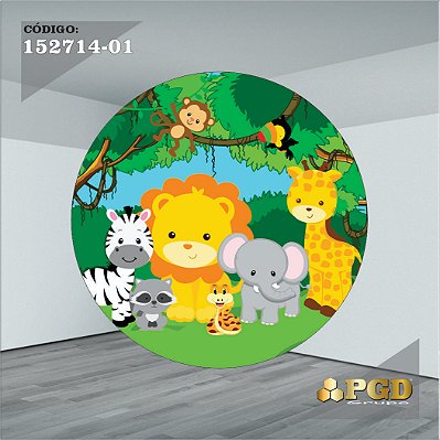 PAINEL REDONDO 1,5 x 1,5 MT -  tema - SAFARI Modelo 01 TECIDO EM - HELANCA