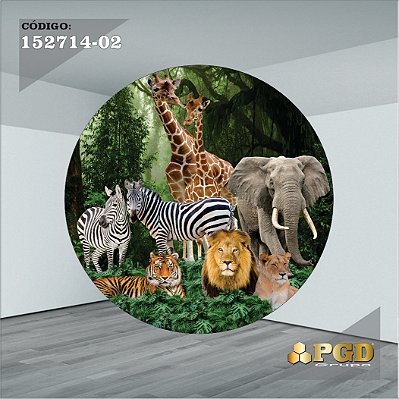 PAINEL REDONDO 1,5 x 1,5 MT -  tema - SAFARI Modelo 02 TECIDO EM - HELANCA