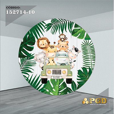 PAINEL REDONDO 1,5 x 1,5 MT -  tema - SAFARI Modelo 10 TECIDO EM - HELANCA