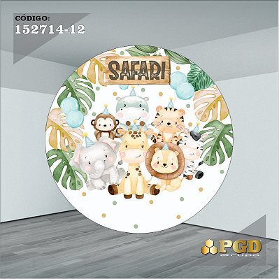 PAINEL REDONDO 1,5 x 1,5 MT -  tema - SAFARI Modelo 12 TECIDO EM - HELANCA