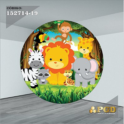 PAINEL REDONDO 1,5 x 1,5 MT -  tema - SAFARI Modelo 19 TECIDO EM - HELANCA