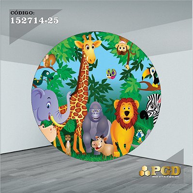 PAINEL REDONDO 1,5 x 1,5 MT -  tema - SAFARI Modelo 25 TECIDO EM - HELANCA