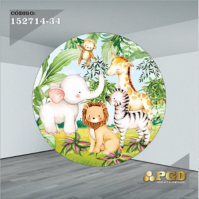 PAINEL REDONDO 1,5 x 1,5 MT -  tema - SAFARI Modelo 34 TECIDO EM - HELANCA