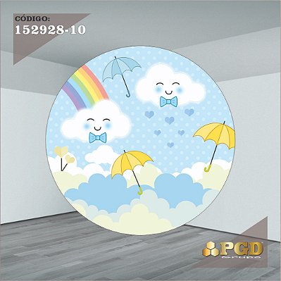 PAINEL REDONDO 1,5 x 1,5 MT -  tema - CHUVA DE AMOR  Modelo 10 TECIDO EM - HELANCA