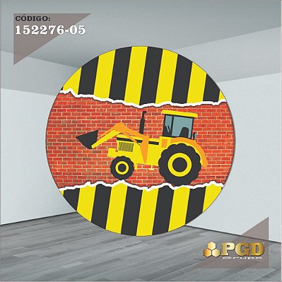 PAINEL REDONDO 1,5 x 1,5 MT -  tema - Construção Modelo 05 TECIDO EM - HELANCA