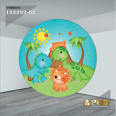 PAINEL REDONDO 1,5 x 1,5 MT -  tema - DINO BABY Modelo 02 TECIDO EM - HELANCA