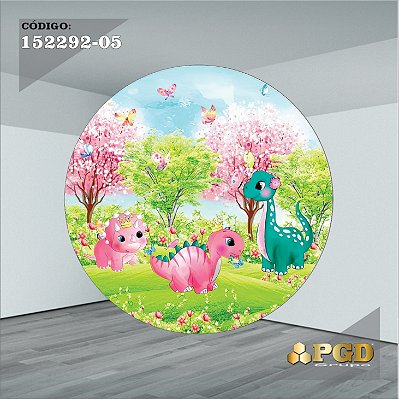 PAINEL REDONDO 1,5 x 1,5 MT -  tema - DINO BABY Modelo 05 TECIDO EM - HELANCA