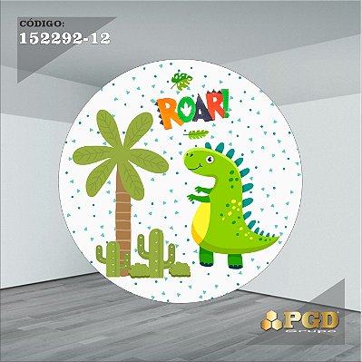 PAINEL REDONDO 1,5 x 1,5 MT -  tema - DINO BABY Modelo 12 TECIDO EM - HELANCA