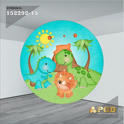 PAINEL REDONDO 1,5 x 1,5 MT -  tema - DINO BABY Modelo 15 TECIDO EM - HELANCA