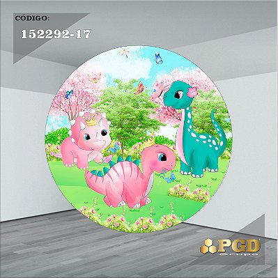 PAINEL REDONDO 1,5 x 1,5 MT -  tema - DINO BABY Modelo 17 TECIDO EM - HELANCA