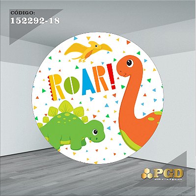 PAINEL REDONDO 1,5 x 1,5 MT -  tema - DINO BABY Modelo 18 TECIDO EM - HELANCA