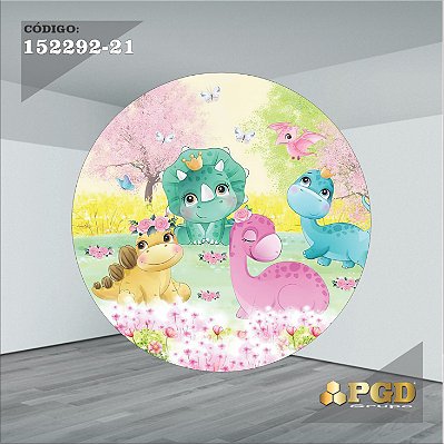 PAINEL REDONDO 1,5 x 1,5 MT -  tema - DINO BABY Modelo 21 TECIDO EM - HELANCA