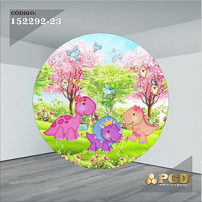 PAINEL REDONDO 1,5 x 1,5 MT -  tema - DINO BABY Modelo 23 TECIDO EM - HELANCA