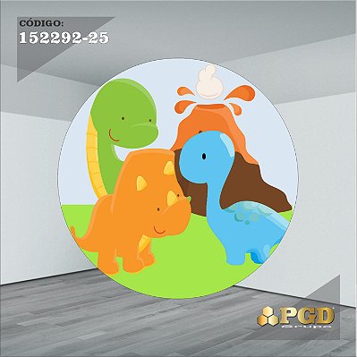PAINEL REDONDO 1,5 x 1,5 MT -  tema - DINO BABY Modelo 25 TECIDO EM - HELANCA