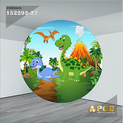 PAINEL REDONDO 1,5 x 1,5 MT -  tema - DINO BABY Modelo 27 TECIDO EM - HELANCA