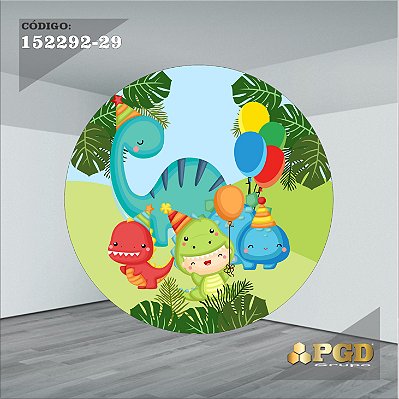 PAINEL REDONDO 1,5 x 1,5 MT -  tema - DINO BABY Modelo 29 TECIDO EM - HELANCA