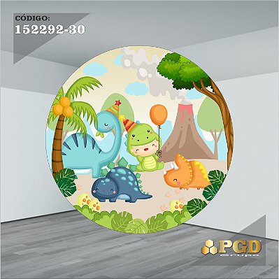 PAINEL REDONDO 1,5 x 1,5 MT -  tema - DINO BABY Modelo 30 TECIDO EM - HELANCA