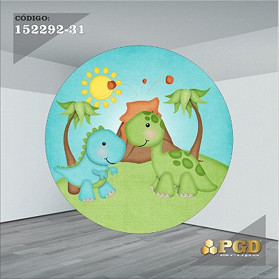 PAINEL REDONDO 1,5 x 1,5 MT -  tema - DINO BABY Modelo 31 TECIDO EM - HELANCA