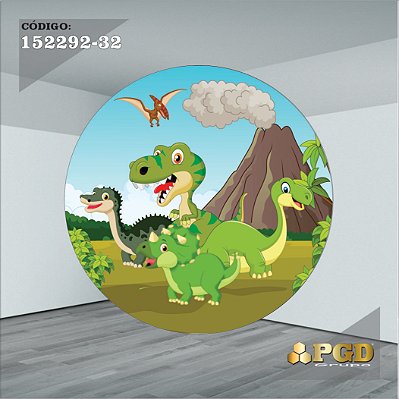 PAINEL REDONDO 1,5 x 1,5 MT -  tema - DINO BABY Modelo 32 TECIDO EM - HELANCA