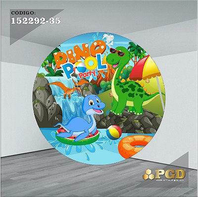 PAINEL REDONDO 1,5 x 1,5 MT -  tema - DINO BABY Modelo 35 TECIDO EM - HELANCA
