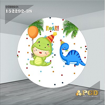 PAINEL REDONDO 1,5 x 1,5 MT -  tema - DINO BABY Modelo 38 TECIDO EM - HELANCA