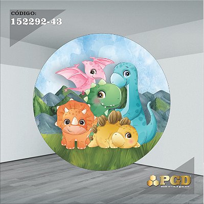 PAINEL REDONDO 1,5 x 1,5 MT -  tema - DINO BABY Modelo 43 TECIDO EM - HELANCA