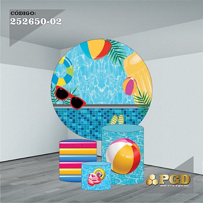 KIT VESTE FACIL P,M,G E PAINEL 1,5 x 1,5 tema - POOL PARTY Modelo 02 TECIDO EM - HELANCA