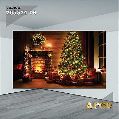 PAINEL RETANGULAR 4,00 X 2,48 MT tema - Natal Modelo 06 TECIDO EM - MICRO LIGHT