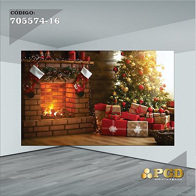 PAINEL RETANGULAR 4,00 X 2,48 MT tema - Natal Modelo 16 TECIDO EM - MICRO LIGHT