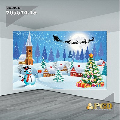 PAINEL RETANGULAR 4,00 X 2,48 MT tema - Natal Modelo 18 TECIDO EM - MICRO LIGHT