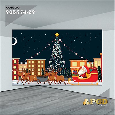 PAINEL RETANGULAR 4,00 X 2,48 MT tema - Natal Modelo 27 TECIDO EM - MICRO LIGHT
