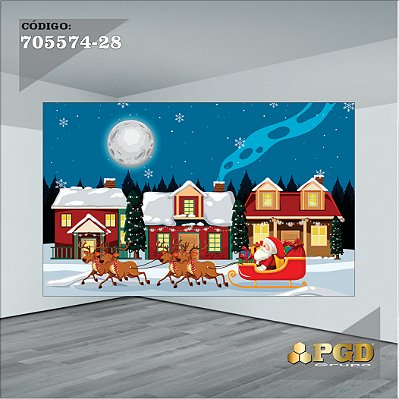 PAINEL RETANGULAR 4,00 X 2,48 MT tema - Natal Modelo 28 TECIDO EM - MICRO LIGHT