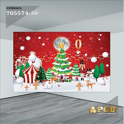 PAINEL RETANGULAR 4,00 X 2,48 MT tema - Natal Modelo 30 TECIDO EM - MICRO LIGHT