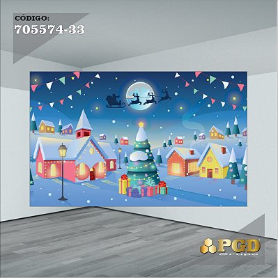 PAINEL RETANGULAR 4,00 X 2,48 MT tema - Natal Modelo 33 TECIDO EM - MICRO LIGHT