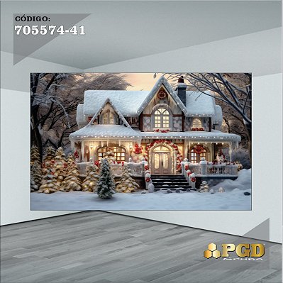 PAINEL RETANGULAR 4,00 X 2,48 MT tema - Natal Modelo 41 TECIDO EM - MICRO LIGHT