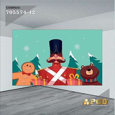 PAINEL RETANGULAR 4,00 X 2,48 MT tema - Natal Modelo 42 TECIDO EM - MICRO LIGHT