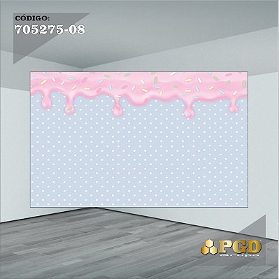 PAINEL RETANGULAR 4,00 X 2,48 MT tema - CONFEITARIA Modelo 08 TECIDO EM - MICRO LIGHT