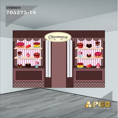 PAINEL RETANGULAR 4,00 X 2,48 MT tema - CONFEITARIA Modelo 18 TECIDO EM - MICRO LIGHT