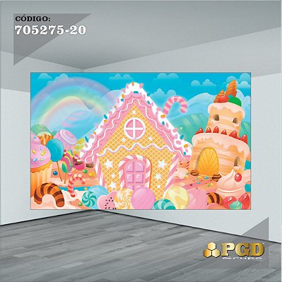 PAINEL RETANGULAR 4,00 X 2,48 MT tema - CONFEITARIA Modelo 20 TECIDO EM - MICRO LIGHT
