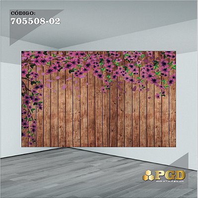 PAINEL RETANGULAR 4,00 X 2,48 MT tema - TRONCOS E MADEIRA Modelo 02 TECIDO EM - MICRO LIGHT