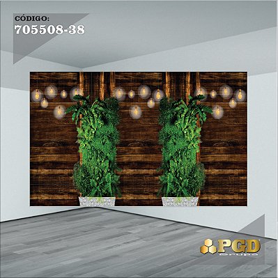 PAINEL RETANGULAR 4,00 X 2,48 MT tema - TRONCOS E MADEIRA Modelo 38 TECIDO EM - MICRO LIGHT
