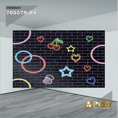 PAINEL RETANGULAR 4,00 X 2,48 MT tema - NEON Modelo 04 TECIDO EM - MICRO LIGHT