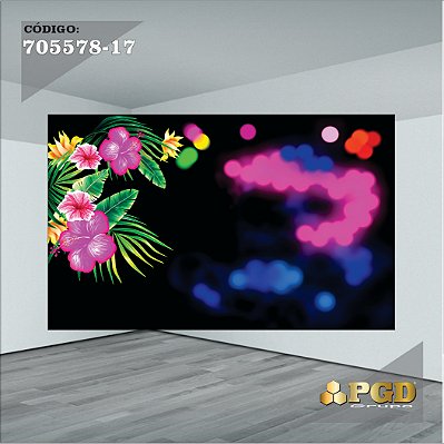 PAINEL RETANGULAR 4,00 X 2,48 MT tema - NEON Modelo 17 TECIDO EM - MICRO LIGHT