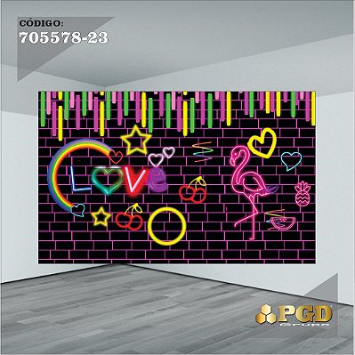 PAINEL RETANGULAR 4,00 X 2,48 MT tema - NEON Modelo 23 TECIDO EM - MICRO LIGHT