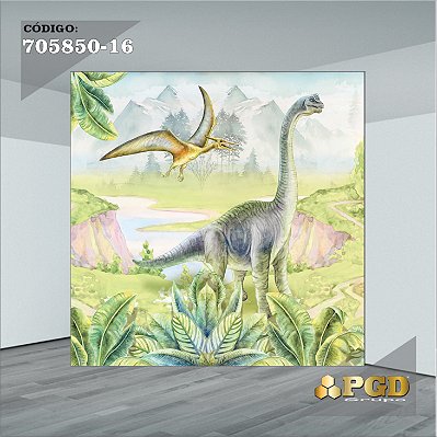 PAINEL RETANGULAR 4,00 X 2,48 MT tema - DINOSSAUROS Modelo 16 TECIDO EM - MICRO LIGHT