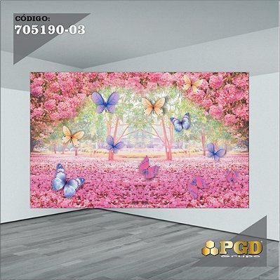 PAINEL RETANGULAR 4,00 X 2,48 MT tema - BORBOLETA Modelo 03 TECIDO EM - MICRO LIGHT