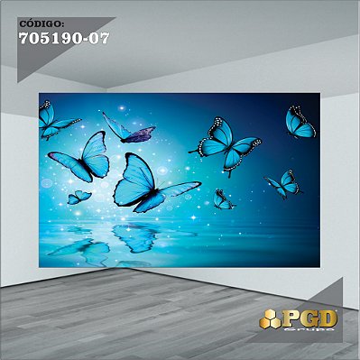PAINEL RETANGULAR 4,00 X 2,48 MT tema - BORBOLETA Modelo 07 TECIDO EM - MICRO LIGHT