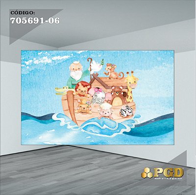 PAINEL RETANGULAR 4,00 X 2,48 MT tema - ARCA DE NOÉ Modelo 06 TECIDO EM - MICRO LIGHT