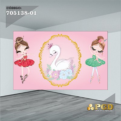 PAINEL RETANGULAR 4,00 X 2,48 MT tema - BAILARINA Modelo 01 TECIDO EM - MICRO LIGHT